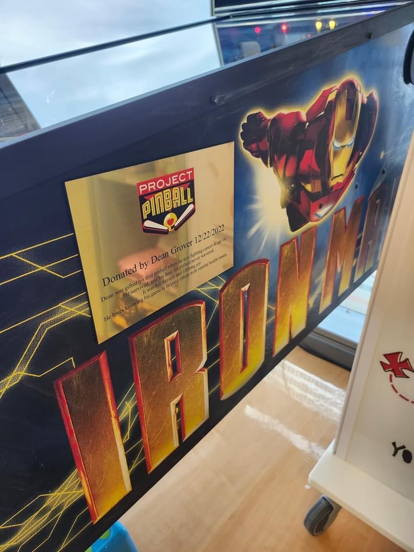 Dean's Project Pinball plaque on the Iron Man Pinball machine
